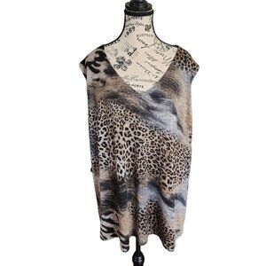 VEX Collection Women's Size 24 V-neck Tunic Long Blouse Top Sleeveless France